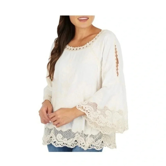 Democracy Womens Crochet Embellished Top - Picture 1 of 7